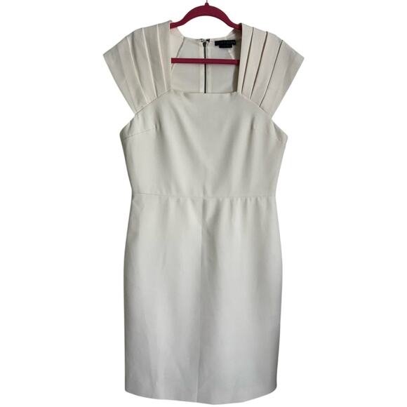 Alice and Olivia Kiro Pleated Shoulder Dress size 12 Ecru Off White - Picture 1 of 10